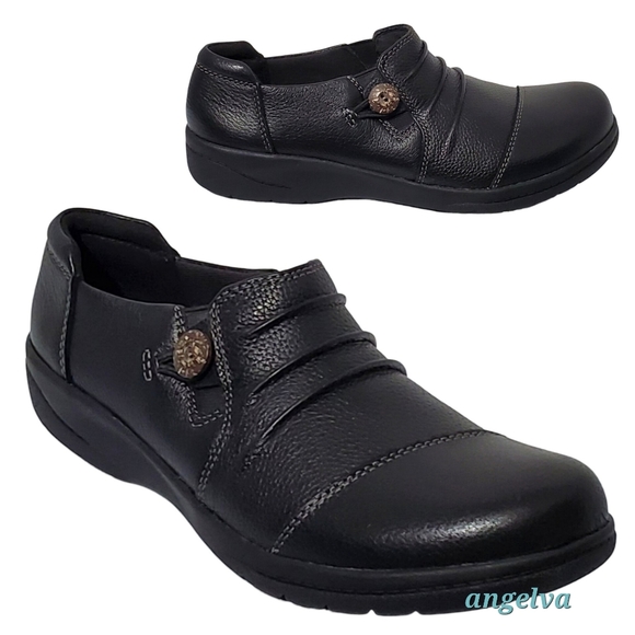 New Clarks collection cheyn inca ultimate comfort slip on loafers black leather - Picture 1 of 16